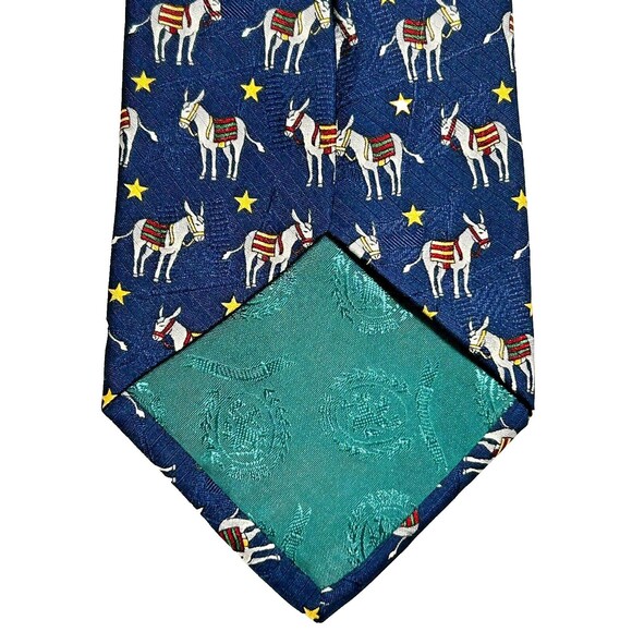 Tommy Hilfiger Democrat Donkey Necktie 100% Italian Silk Tie Election Stars Navy - Picture 3 of 8